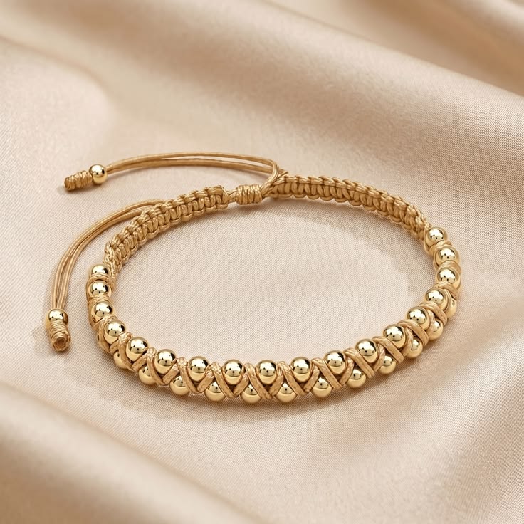 Pulsera doble balín en oro laminado